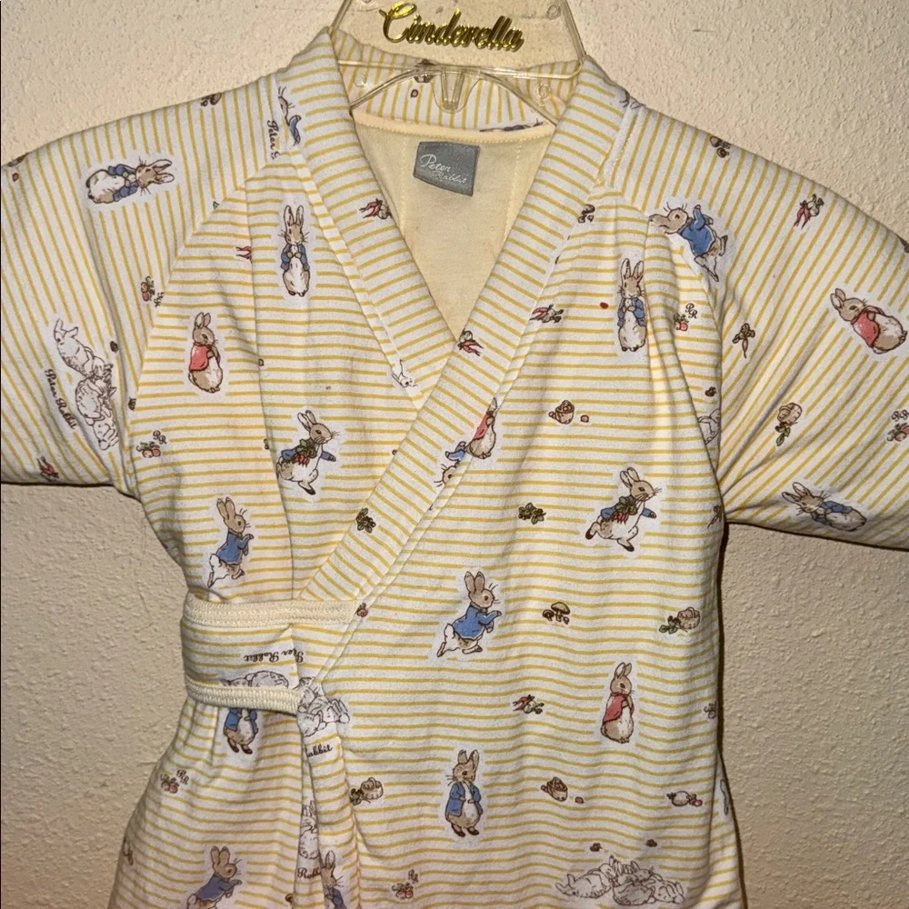 Peter Rabbit Beatrice Potter Quilted Striped Yellow Rabbit Print Kimono Wrap 6M